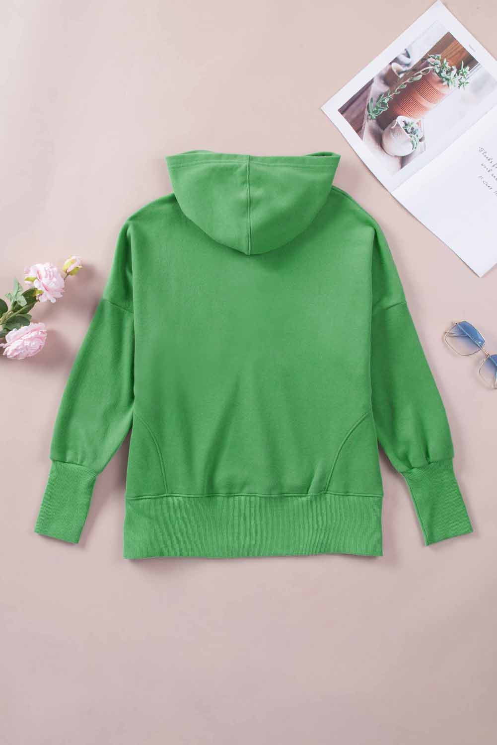 Kelly Green Henley Hoodie Greta Bean & Co.