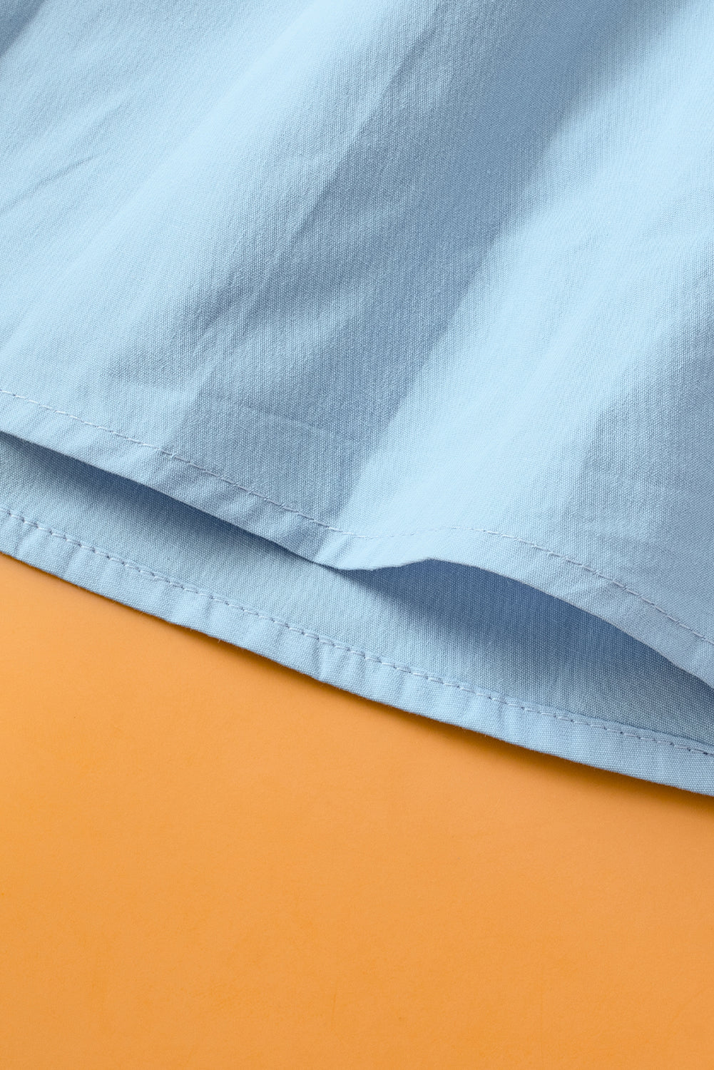 Mist Blue Colorblock Ruffled Sleeve Frill V Neck Blouse Greta Bean & Co.