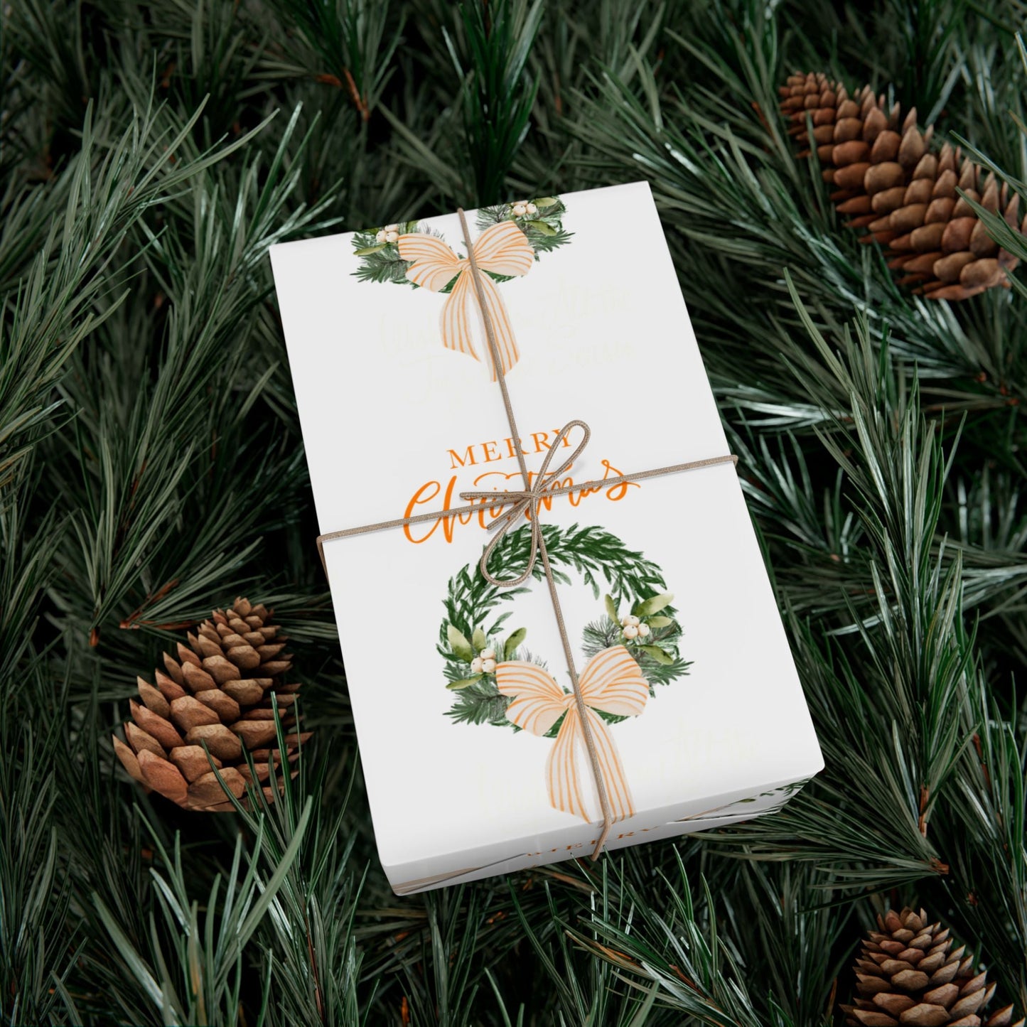 Tennessee Volunteers Christmas Gift Wrap, Elegant Wreath Design, Holiday Wrapping Sheets, Decorative Xmas Present Wrap, Printify