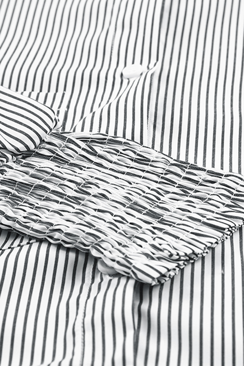 Black Striped Casual Shirred Cuffs Shirt Greta Bean & Co.