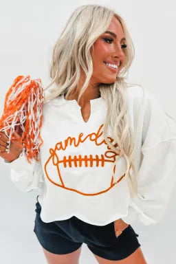 TN VOLS Bright White Game Day Lettering Football Cropped Sweatshirt Greta Bean & Co.