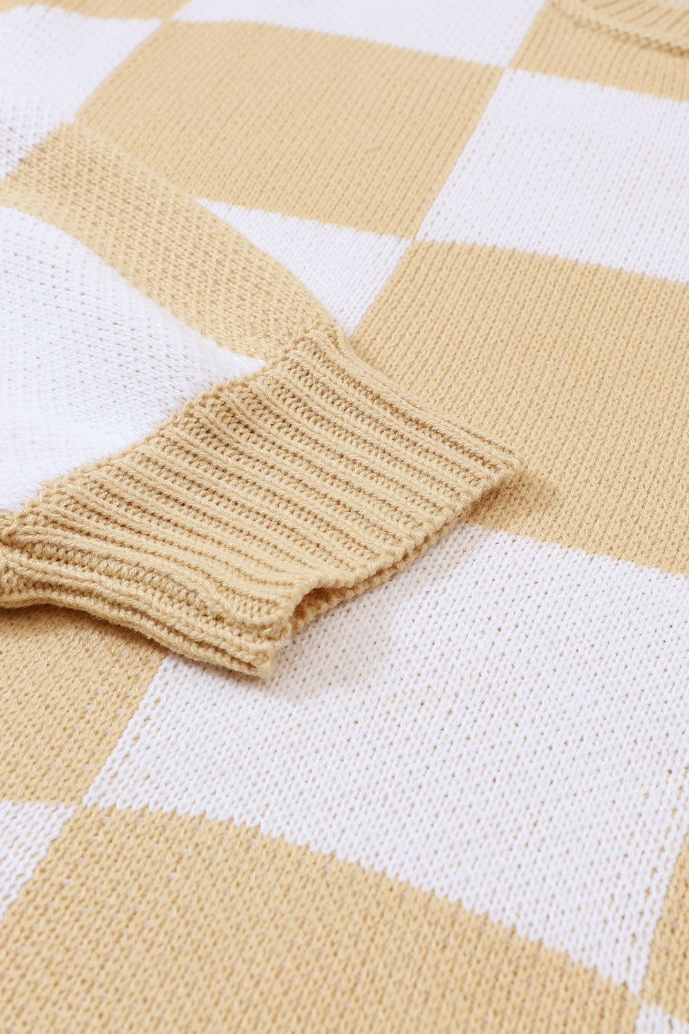 Khaki Plaid Bishop Sleeve Pullover Sweater - Greta Bean & Co.