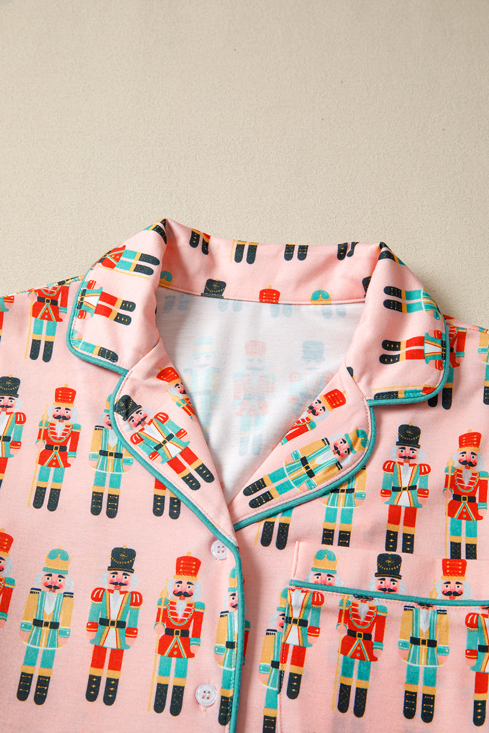 Pink Nutcracker March Long Sleeve Button Up 2pcs Pajama Short Set Dear-Lover Dropshipping