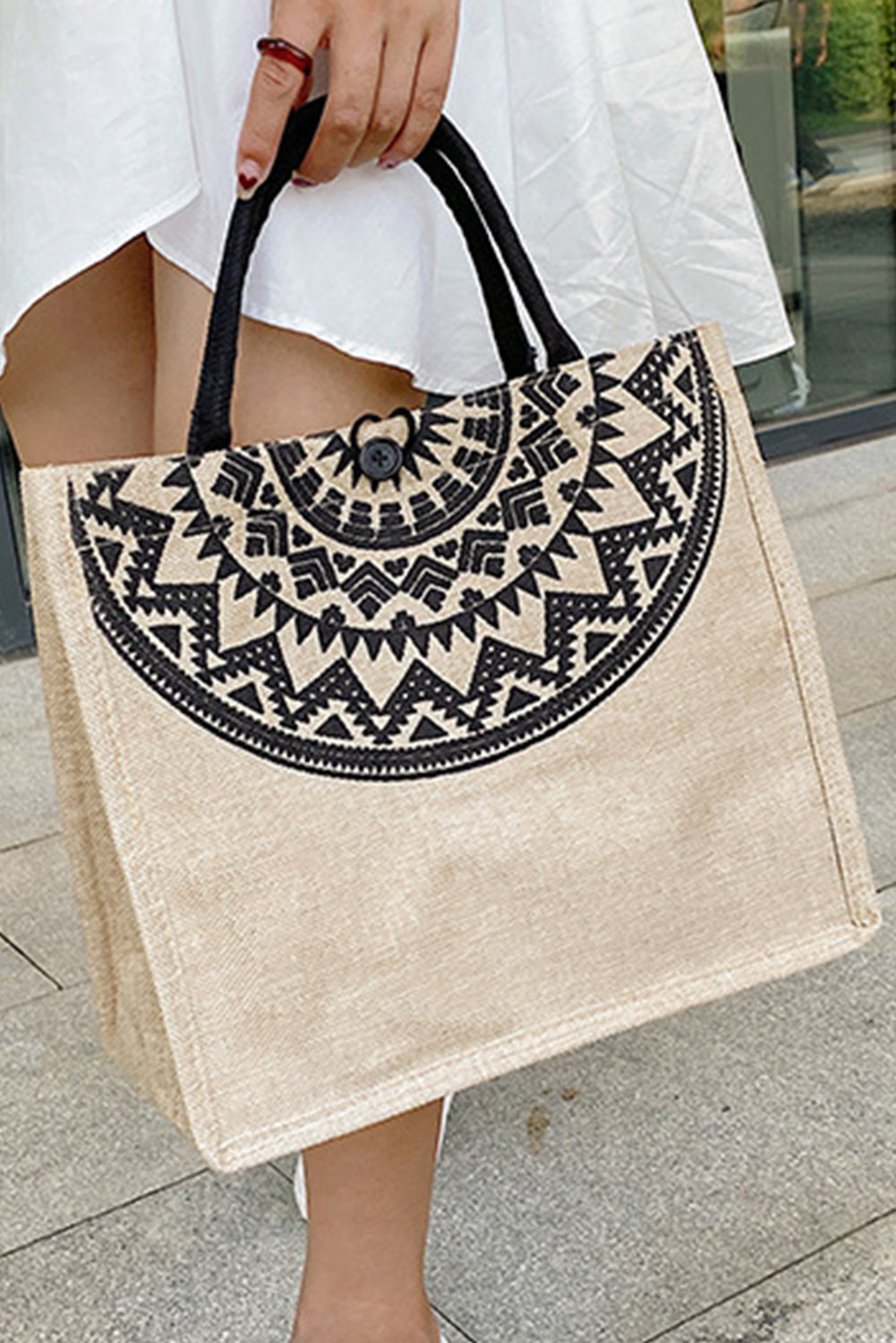 Khaki Jute Reusable Eco Friendly Tote Bag - Greta Bean & Co.