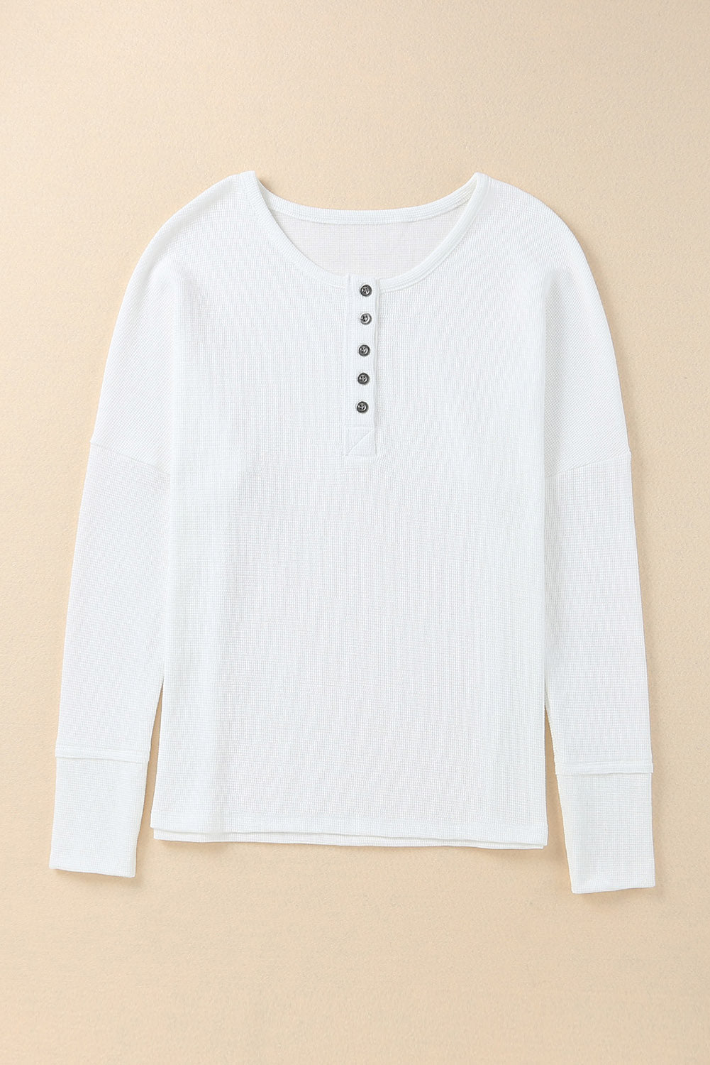 White Waffle Knit Henley Top - Greta Bean & Co.