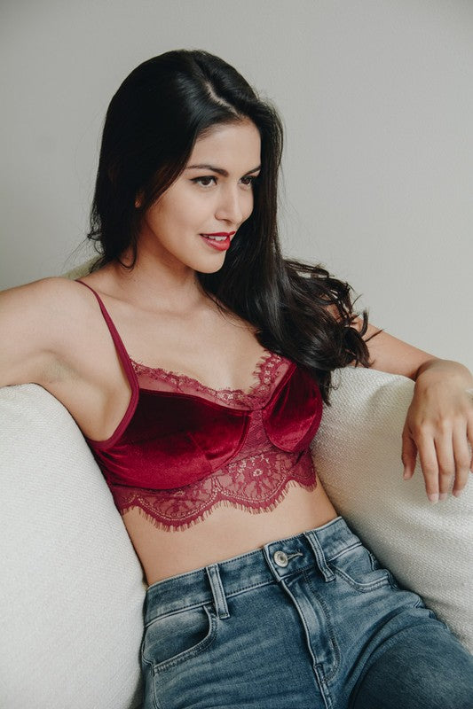 Velvet and Lace Half Cami - Greta Bean & Co.