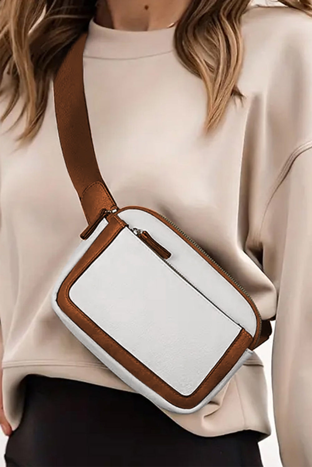 White Adjustable Strap Leather Crossbody Bag - Greta Bean & Co.