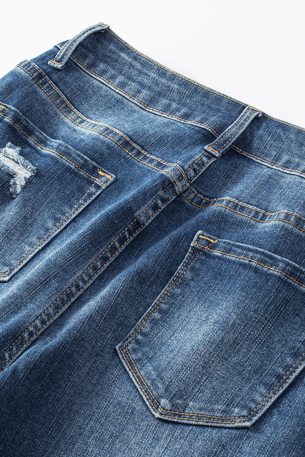 Blue Distressed Button Fly High Waist Skinny Jeans Greta Bean & Co.