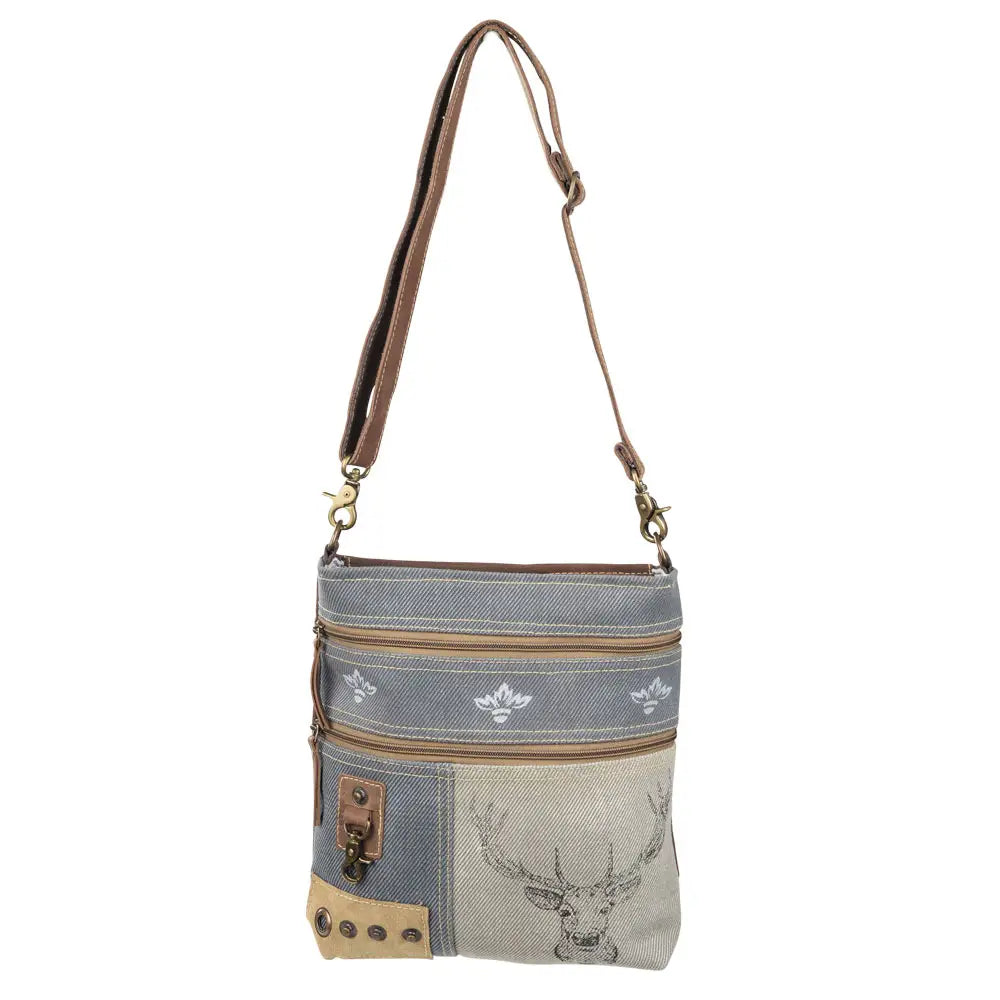 Deer And Mixed Fabrics Shoulder/Crossbody Bag - Greta Bean & Co.