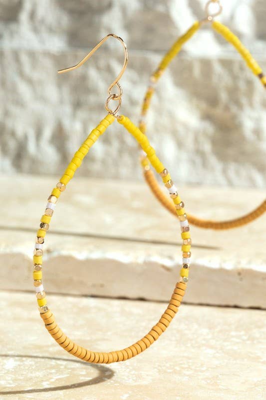 White Seed Bead Tear Drop Earrings - Greta Bean & Co.
