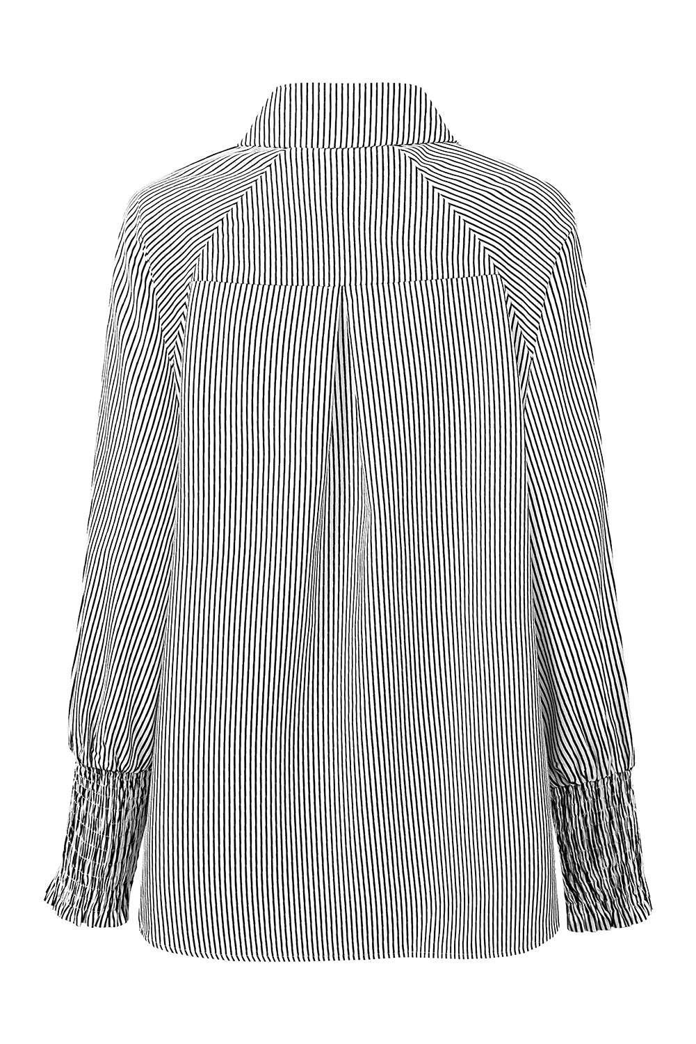 Black Striped Casual Shirred Cuffs Shirt Greta Bean & Co.