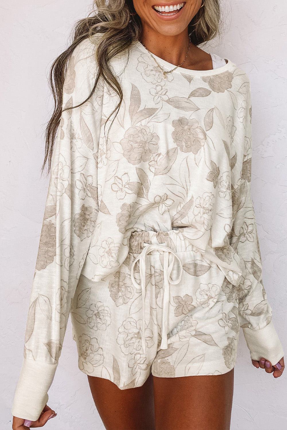 Floral Print Long Sleeve Top and Shorts Lounge Set Greta Bean & Co.