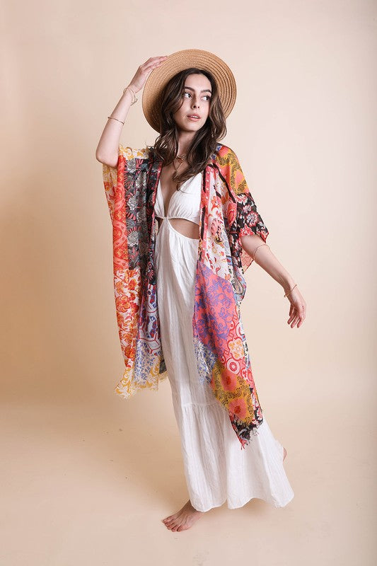 Boho Floral Patchwork Kimono - Greta Bean & Co.