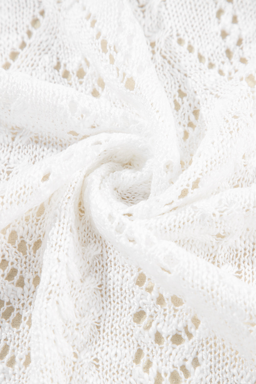 White Solid Color Hollow Knit Open Front Cardigan - Greta Bean & Co.