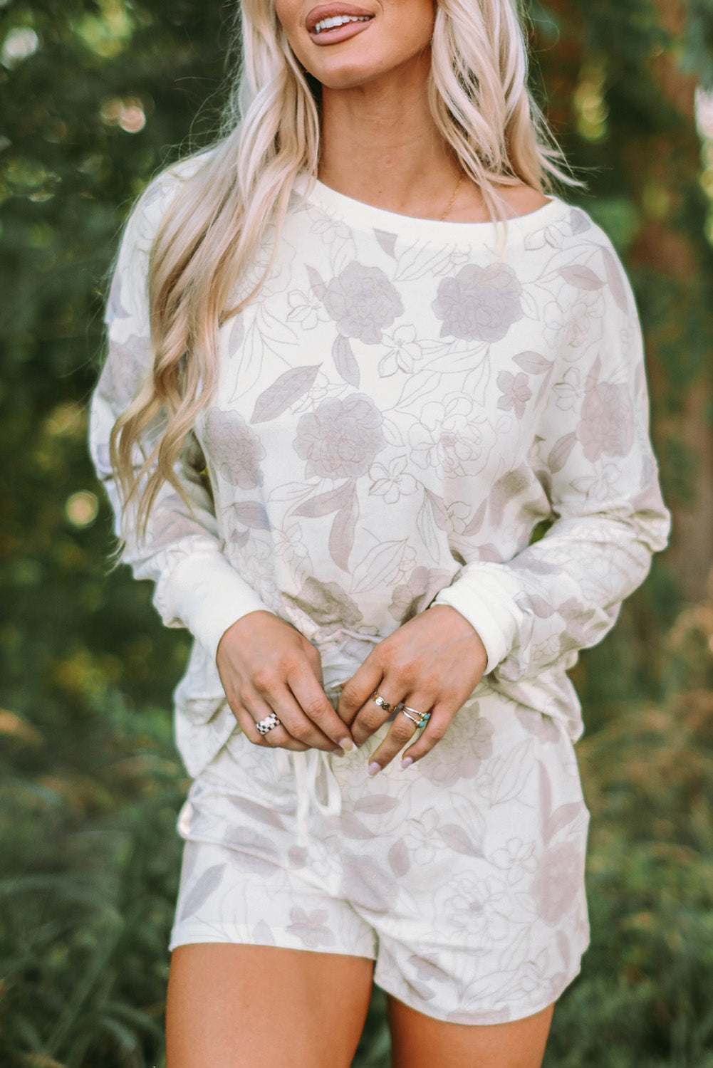 Floral Print Long Sleeve Top and Shorts Lounge Set Greta Bean & Co.