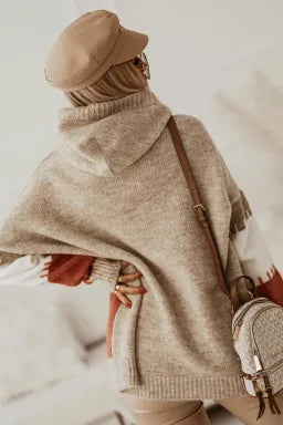 Brown Color Block Hooded Sweater - Greta Bean & Co.