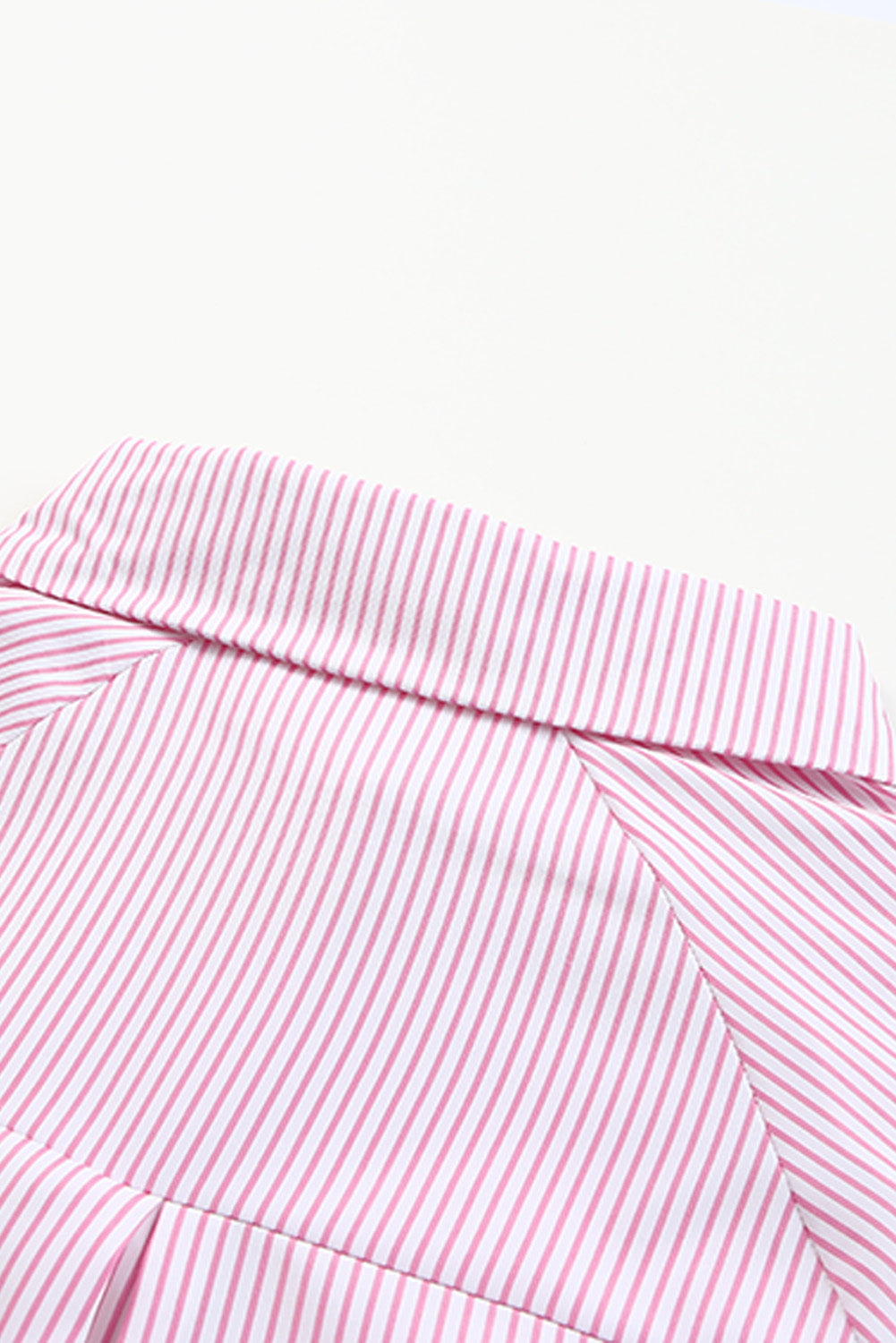 Pink Smocked Cuffed Striped Boyfriend Shirt with Pocket Greta Bean & Co.
