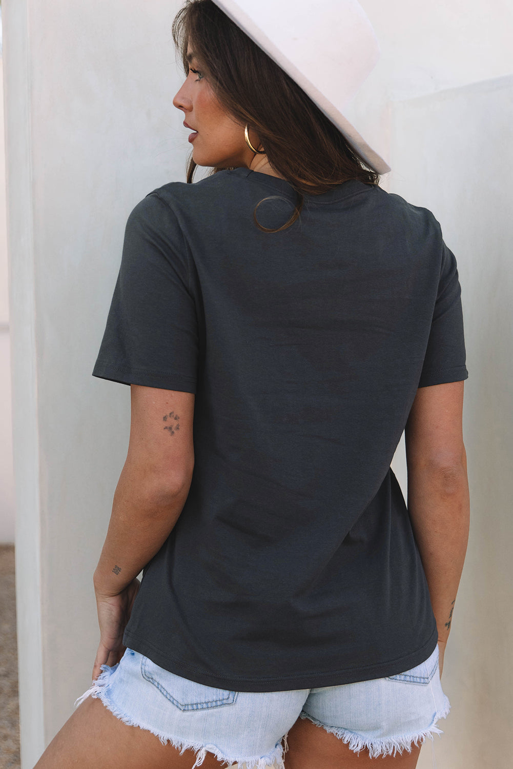 Dark Grey RISE WITH THE SUN Western Fashion Graphic Tee - Greta Bean & Co.