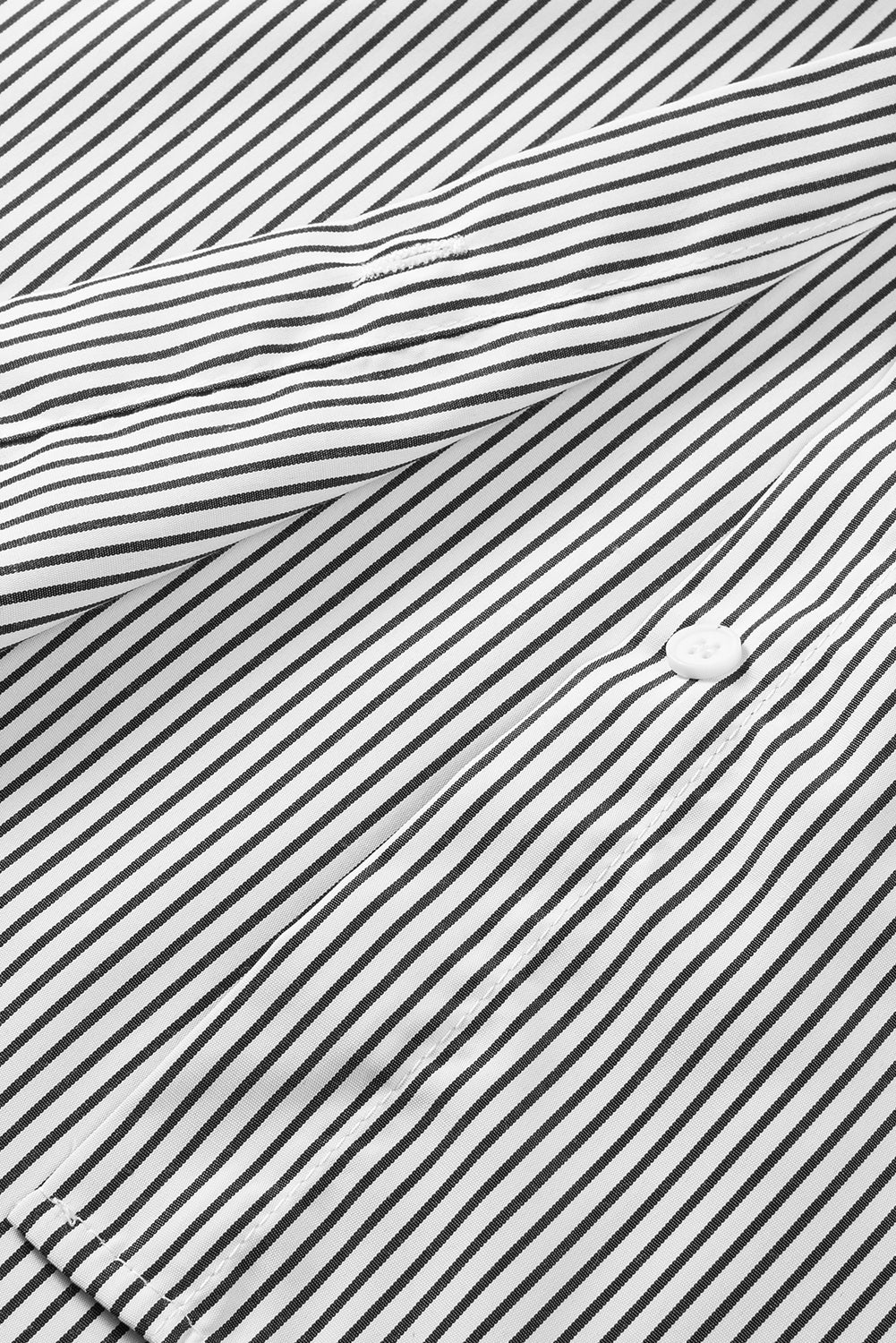 Black Striped Casual Shirred Cuffs Shirt Greta Bean & Co.