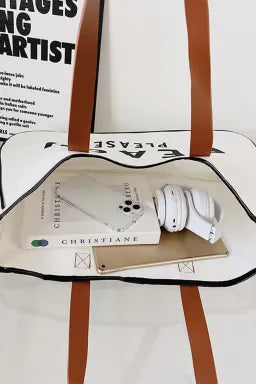 Bright White BEACH Large Canvas Tote/Bag - Greta Bean & Co.