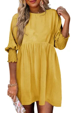 Mustard Babydoll Mini Dress Greta Bean & Co.