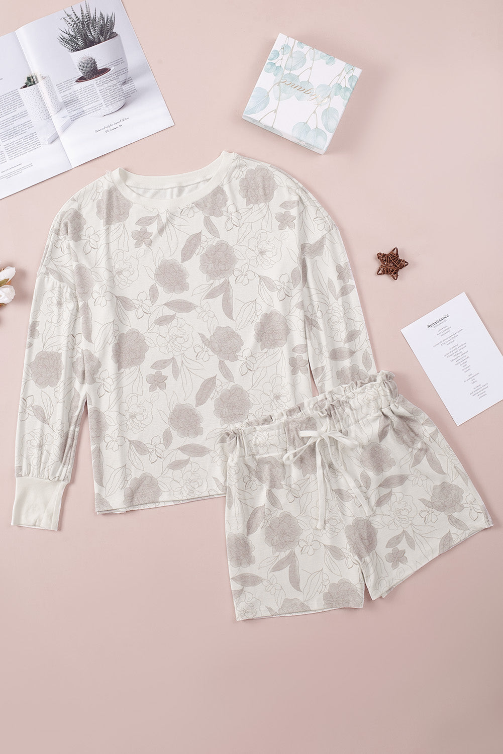 Floral Print Long Sleeve Top and Shorts Lounge Set Greta Bean & Co.