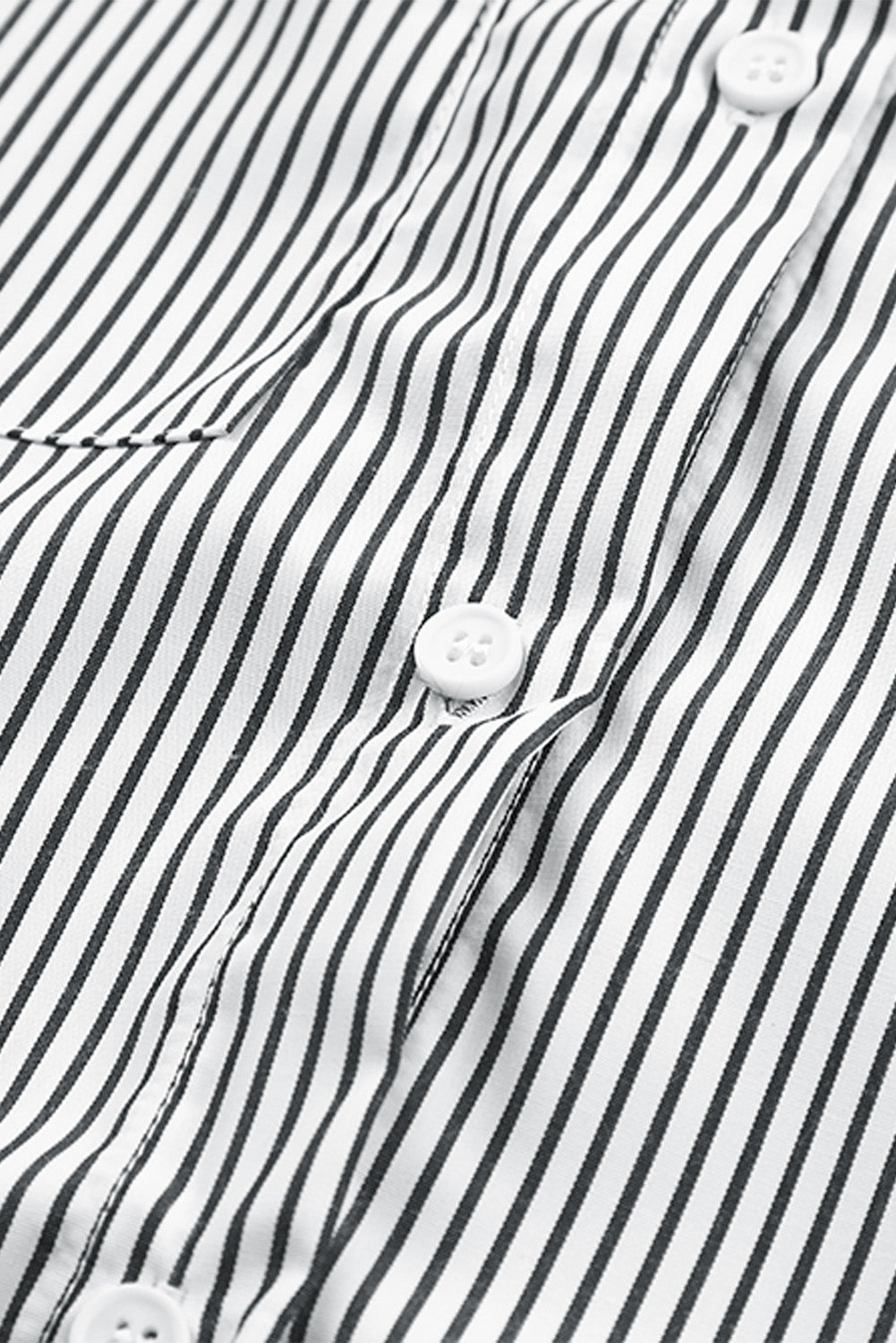 Black Striped Casual Shirred Cuffs Shirt Greta Bean & Co.