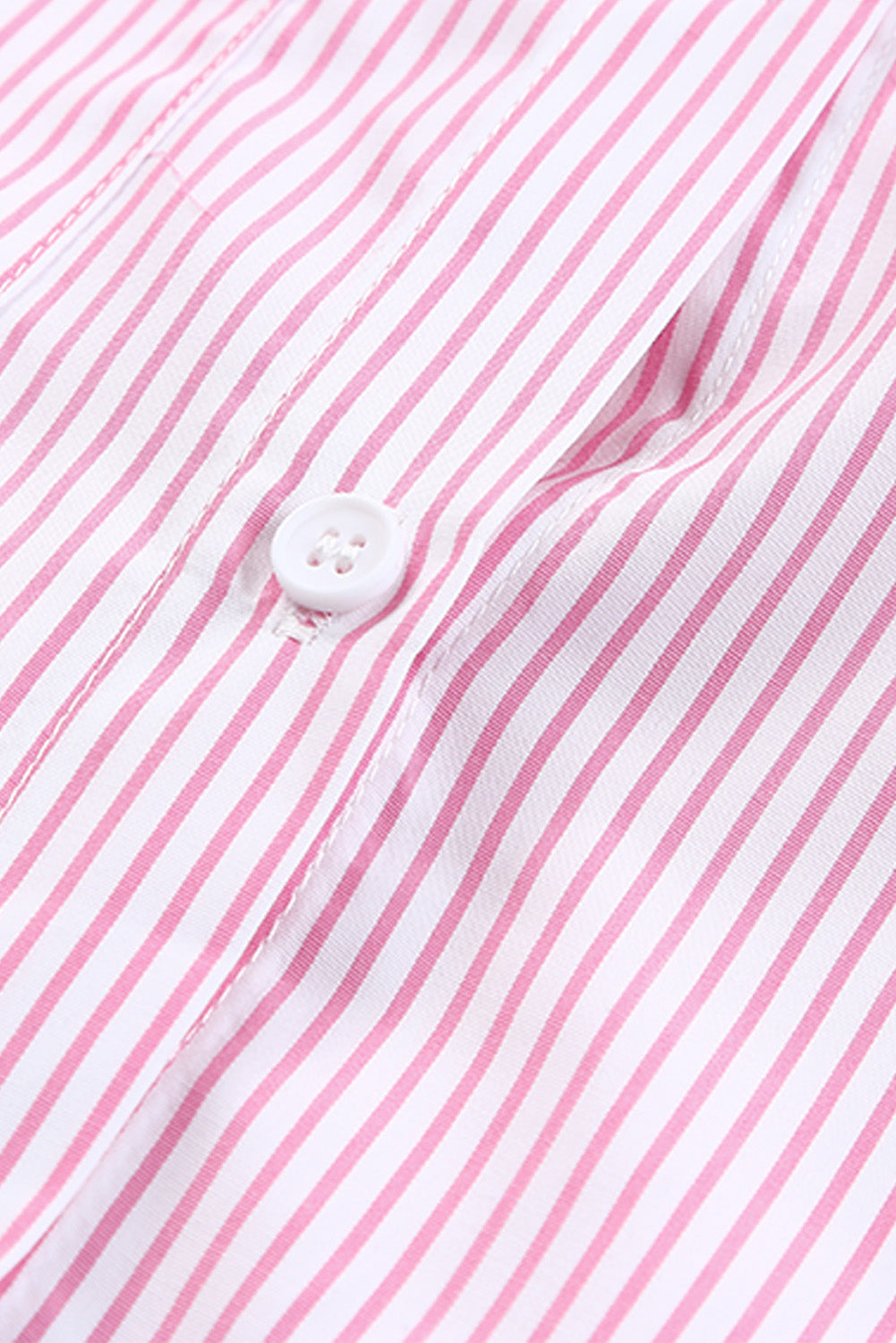 Pink Smocked Cuffed Striped Boyfriend Shirt with Pocket Greta Bean & Co.