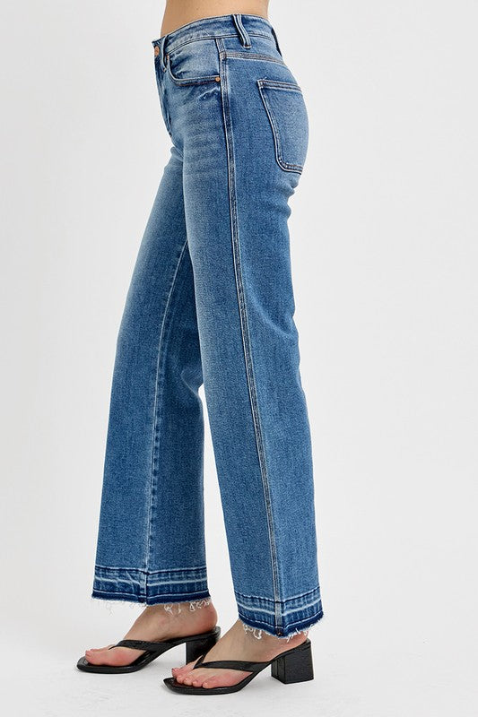 RISEN Raw Hem Ankle Bootcut Jeans - Greta Bean & Co.