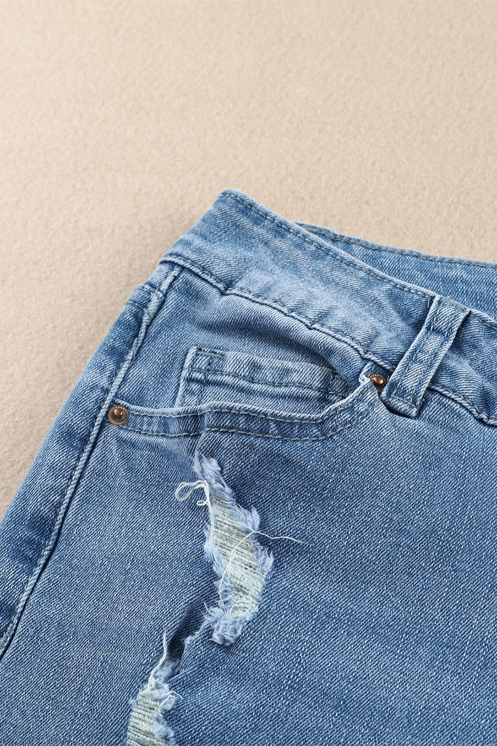 Sky Blue Dark Wash Mid Rise Flare Jeans Greta Bean & Co.