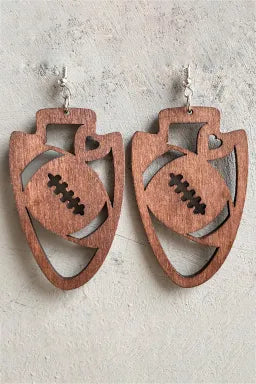 Football Wood Pendant Earrings Greta Bean & Co.