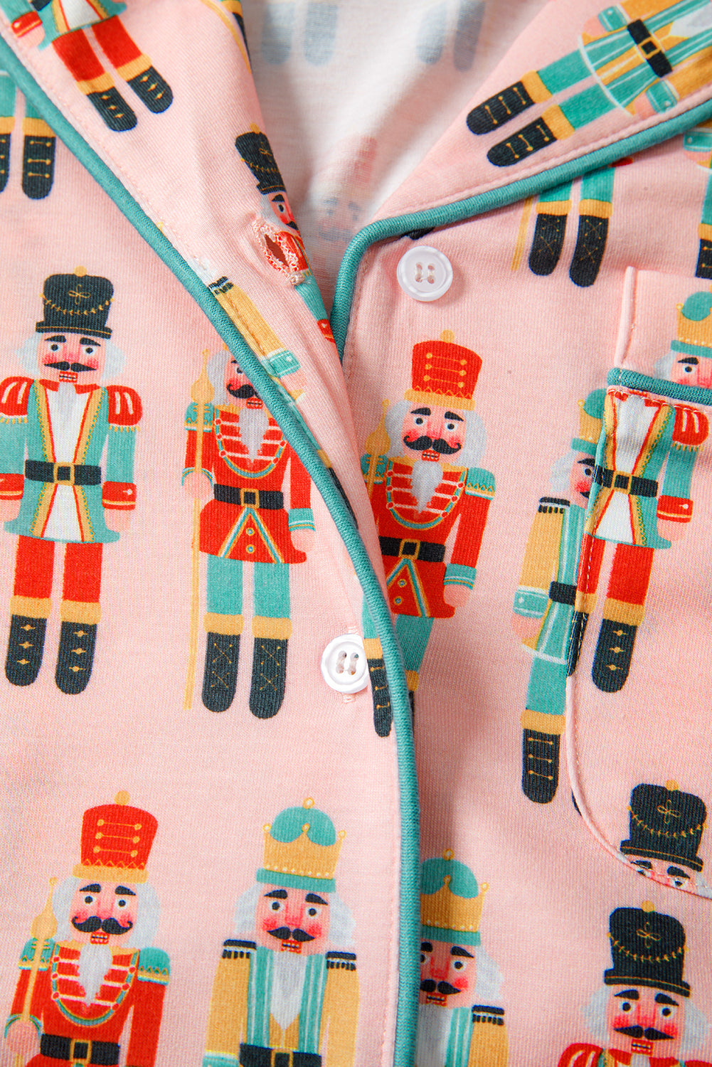 Pink Nutcracker March Long Sleeve Button Up 2pcs Pajama Short Set Dear-Lover Dropshipping