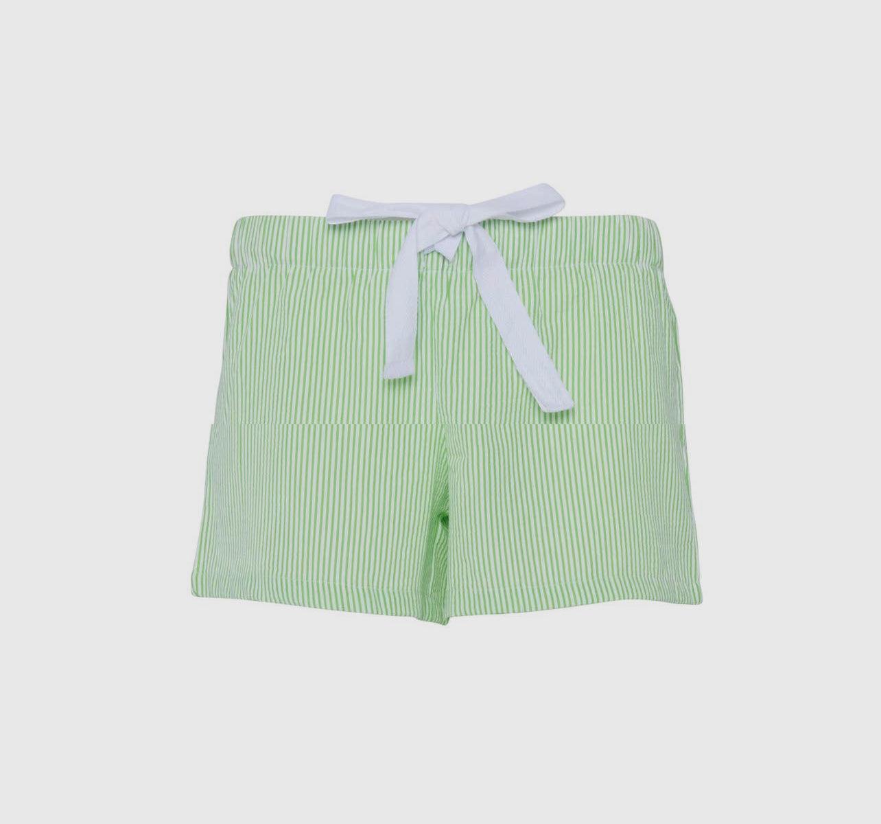 Seersucker Lounge Shorts Green Love That Cotton