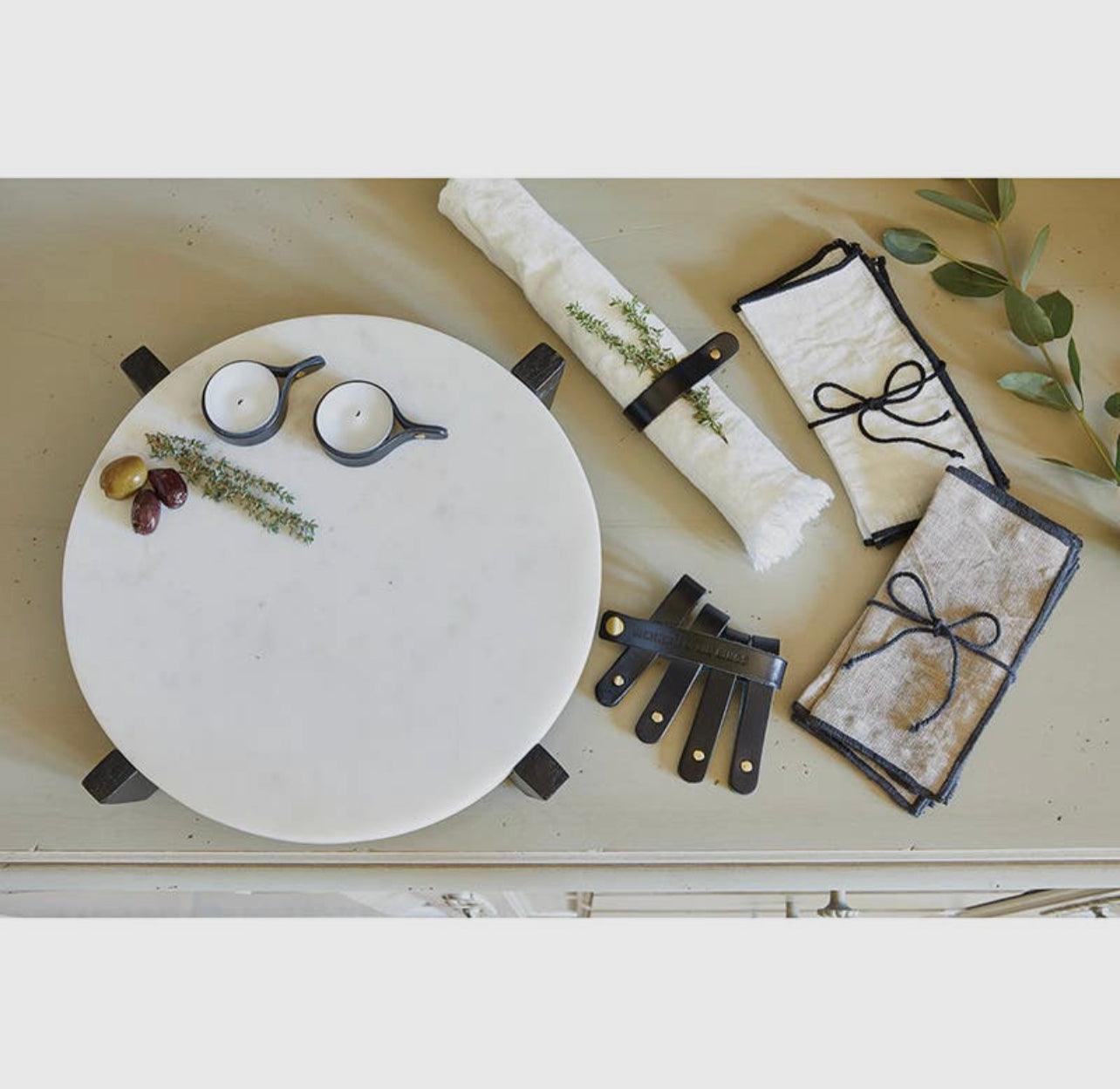 Ivory with Black Linen Napkins Santa Barbara Design Studio by Creative Brands
