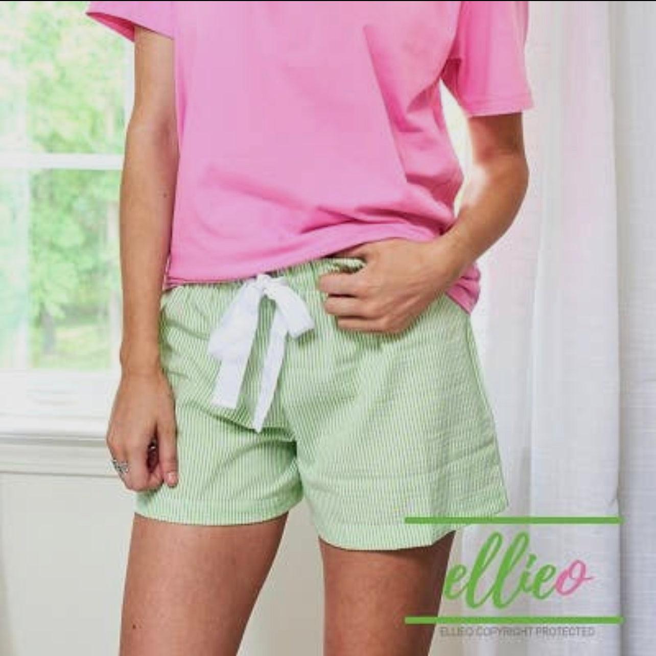 Seersucker Lounge Shorts Green Love That Cotton