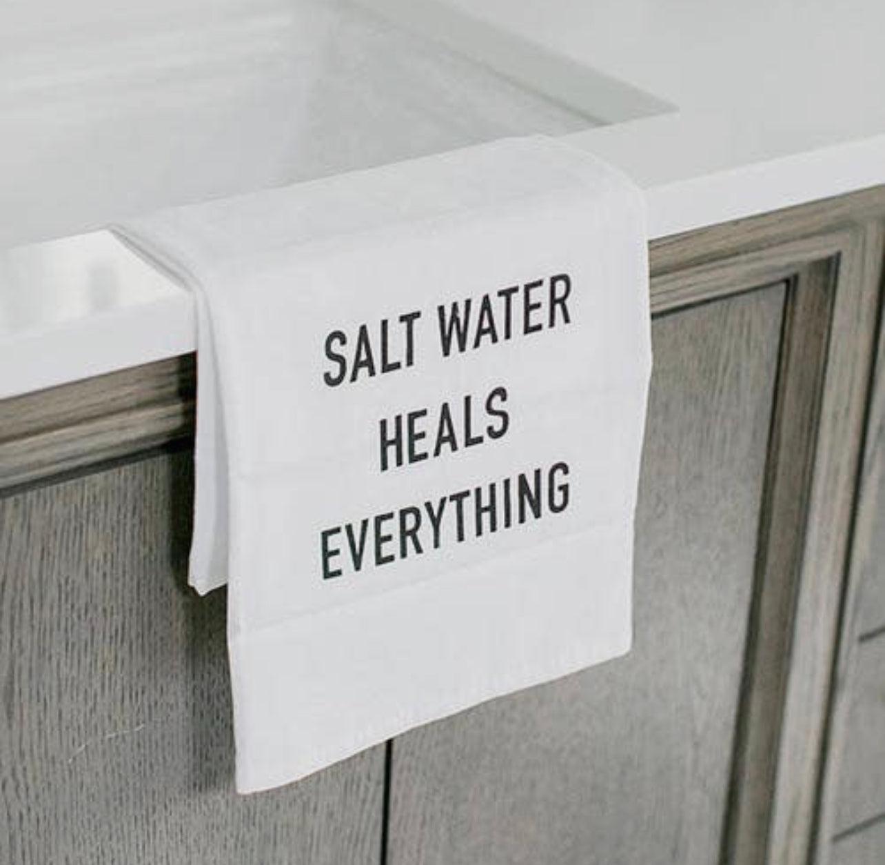 Beach Saltwater Heals Everything Kitchen Dish Towel Santa Barbara Design Studio by Creative Brands
