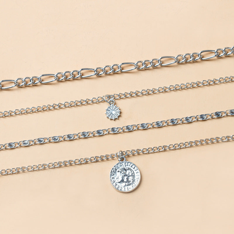Chunky Gold Necklace Chunky Charm Necklace For Women Layered Gold Necklace For Women Silver Coin Necklace Jewelry Gifts For Women - Greta Bean & Co.