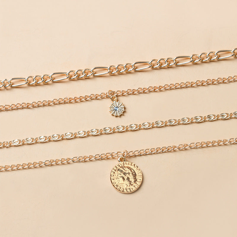 Chunky Gold Necklace Chunky Charm Necklace For Women Layered Gold Necklace For Women Silver Coin Necklace Jewelry Gifts For Women - Greta Bean & Co.
