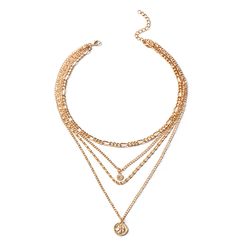 Chunky Gold Necklace Chunky Charm Necklace For Women Layered Gold Necklace For Women Silver Coin Necklace Jewelry Gifts For Women - Greta Bean & Co.