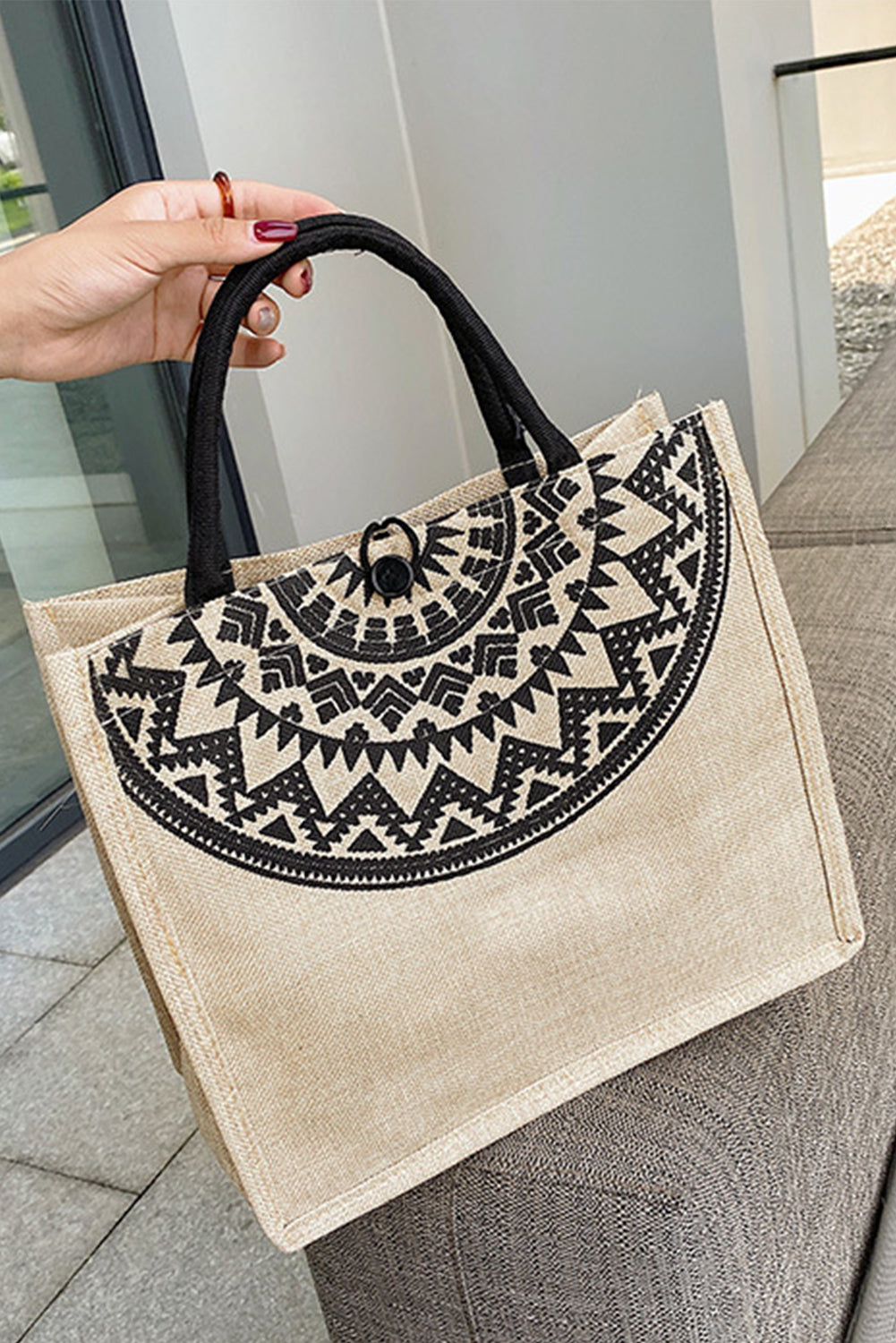 Khaki Jute Reusable Eco Friendly Tote Bag - Greta Bean & Co.