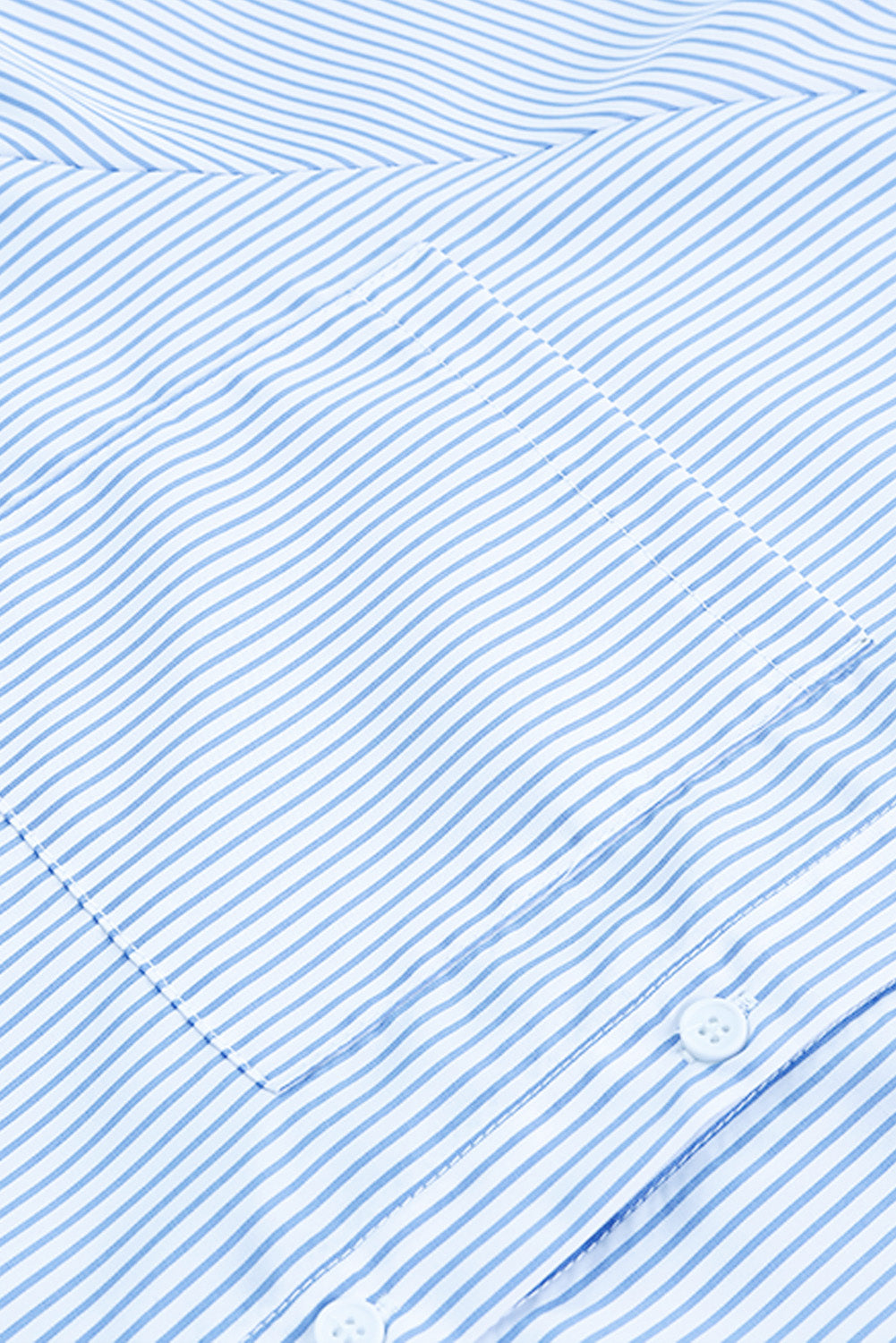 Sky Blue Smocked Cuffed Striped Boyfriend Shirt with Pocket Greta Bean & Co.