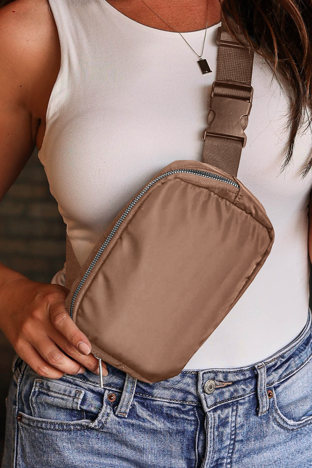 Brown Waterproof Zipped Crossbody Bag - Greta Bean & Co.