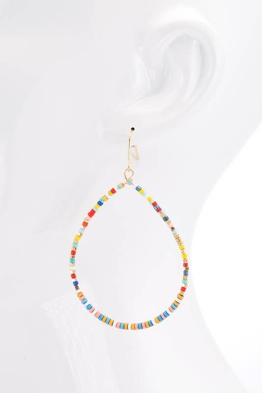 White Seed Bead Tear Drop Earrings - Greta Bean & Co.