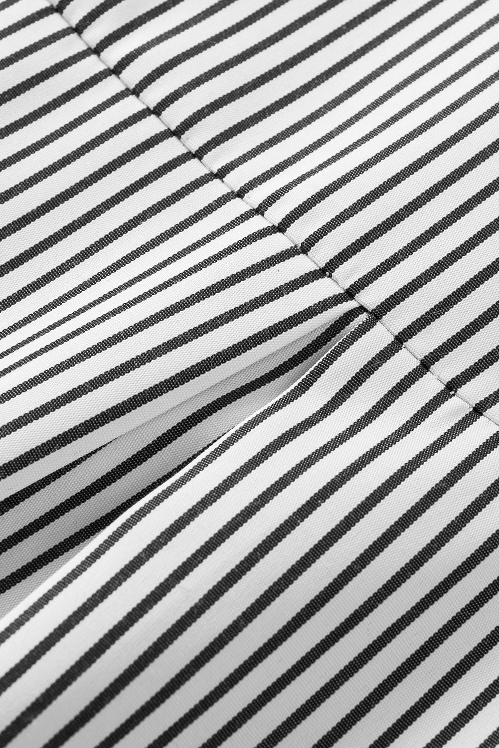 Black Striped Casual Shirred Cuffs Shirt Greta Bean & Co.
