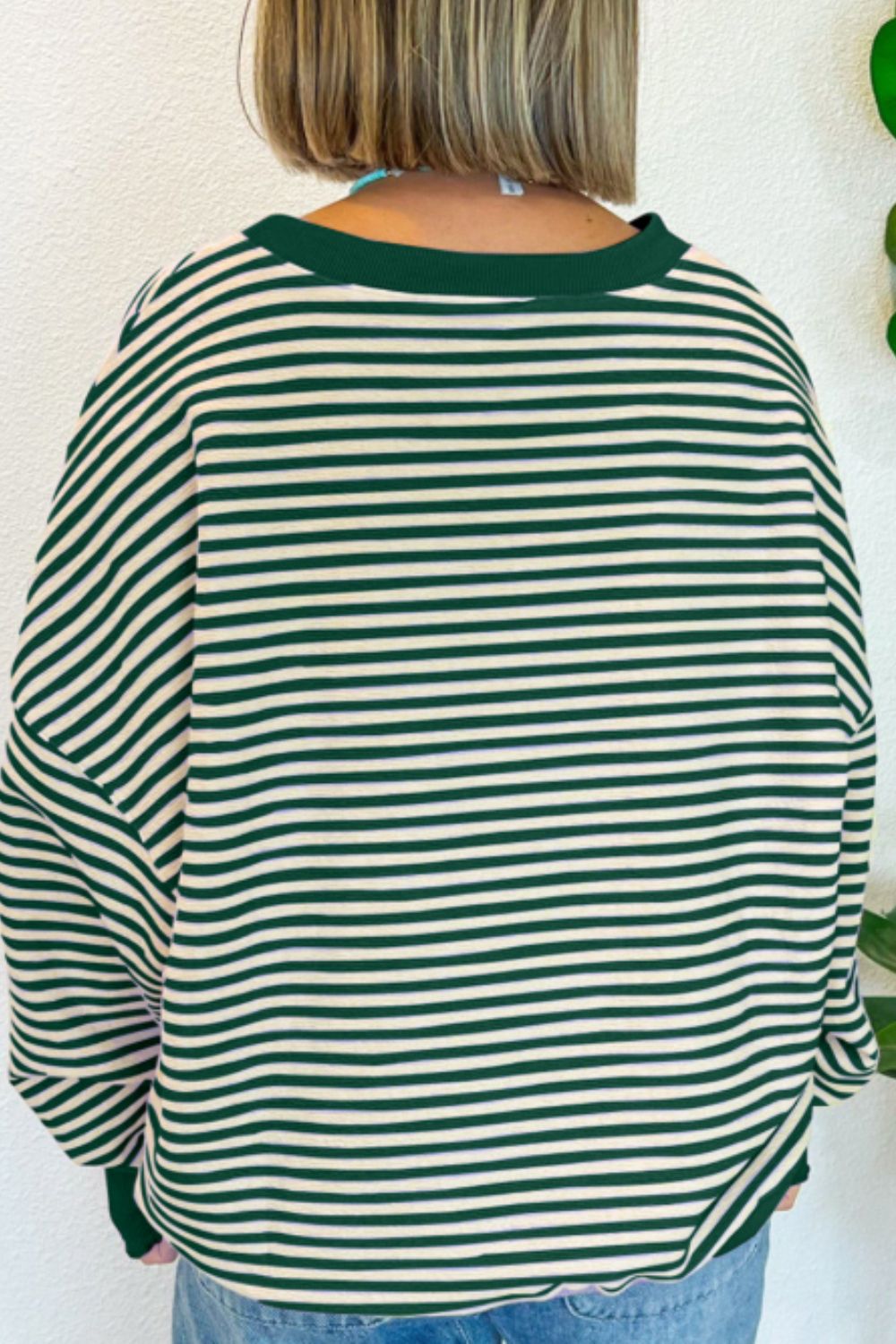 LUCKY Striped Round Neck Long Sleeve Sweatshirt Trendsi
