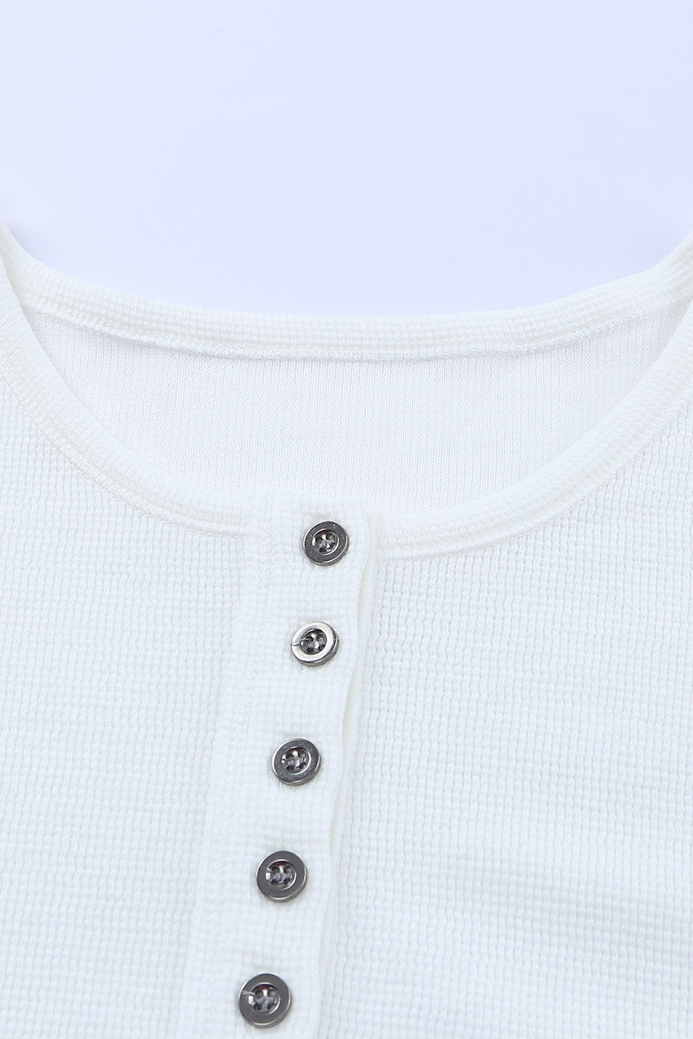 White Waffle Knit Henley Top - Greta Bean & Co.