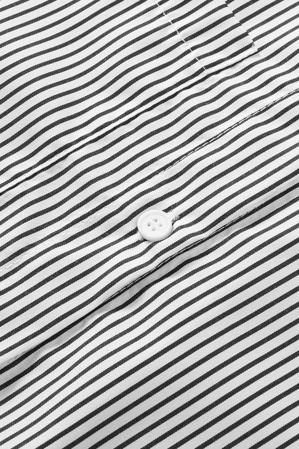 Black Striped Casual Shirred Cuffs Shirt Greta Bean & Co.