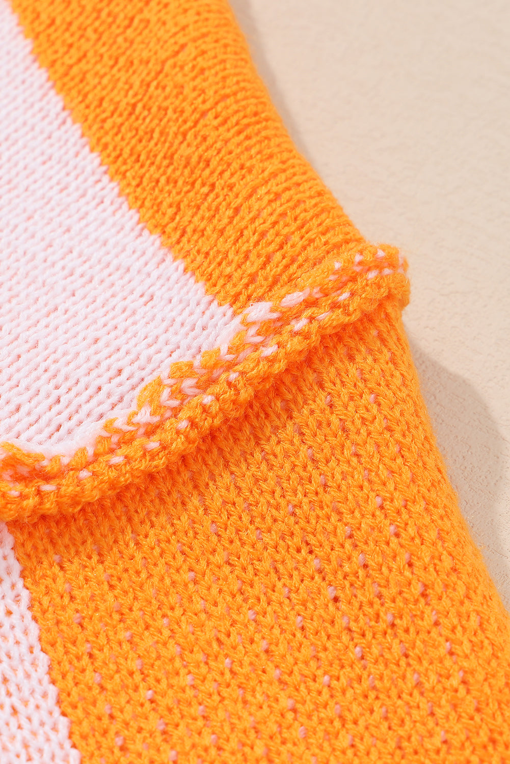 Orange & White Plaid Exposed Seam Bishop Sleeve Sweater - Greta Bean & Co.