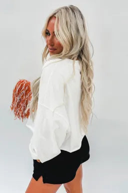 TN VOLS Bright White Game Day Lettering Football Cropped Sweatshirt Greta Bean & Co.