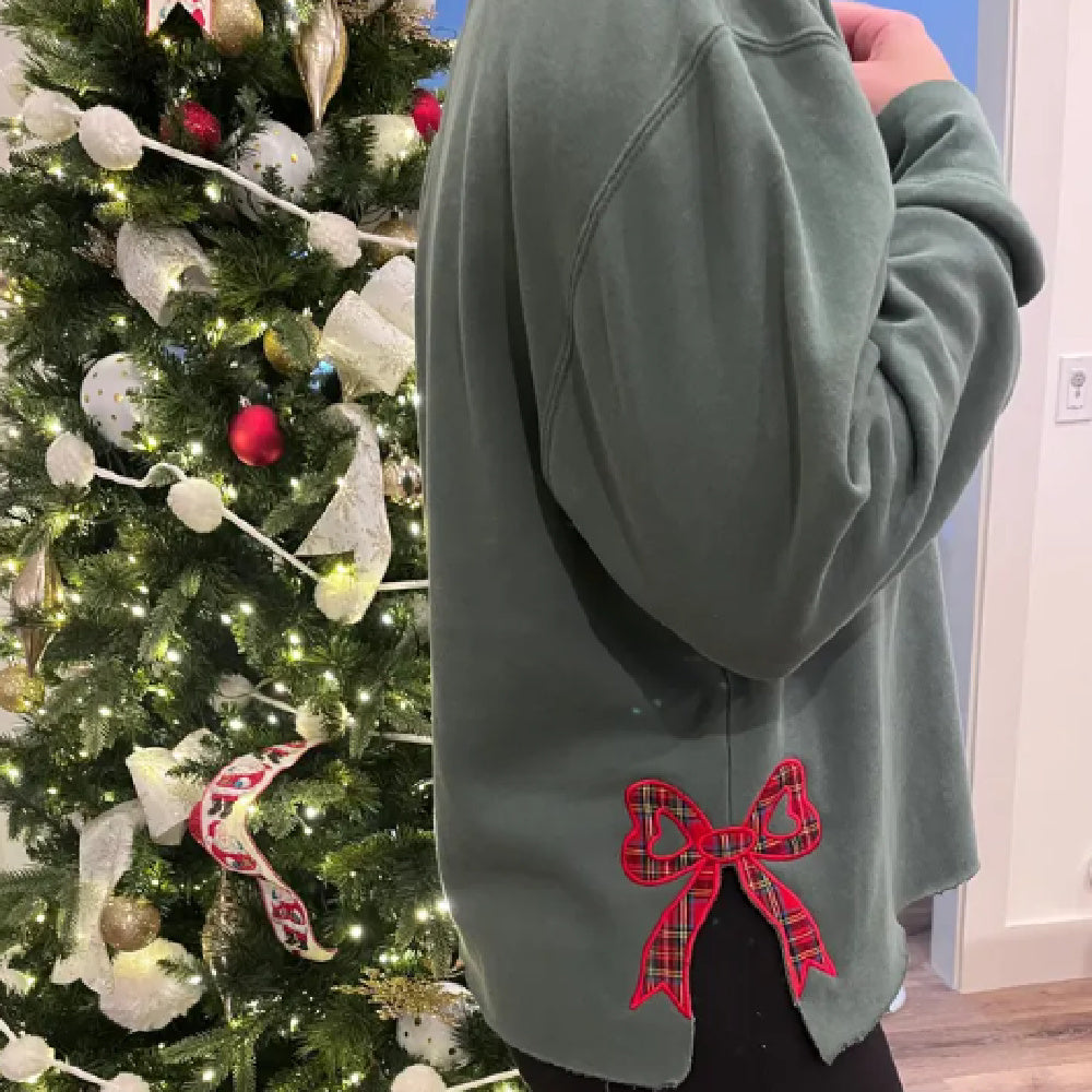 Christmas Tartan Plaid Embroidered Sweatshirt Love That Cotton